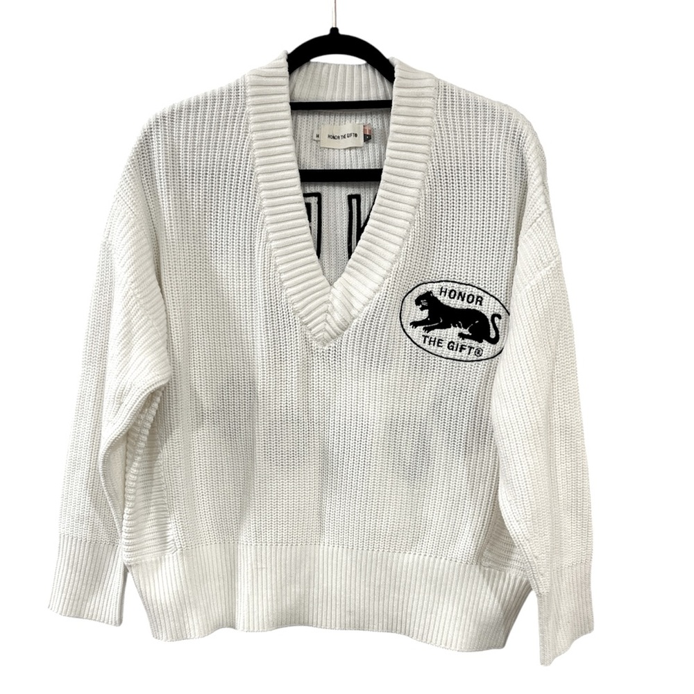 Honor the Gift Inner City Honor White V-Neck Sweater Size Medium